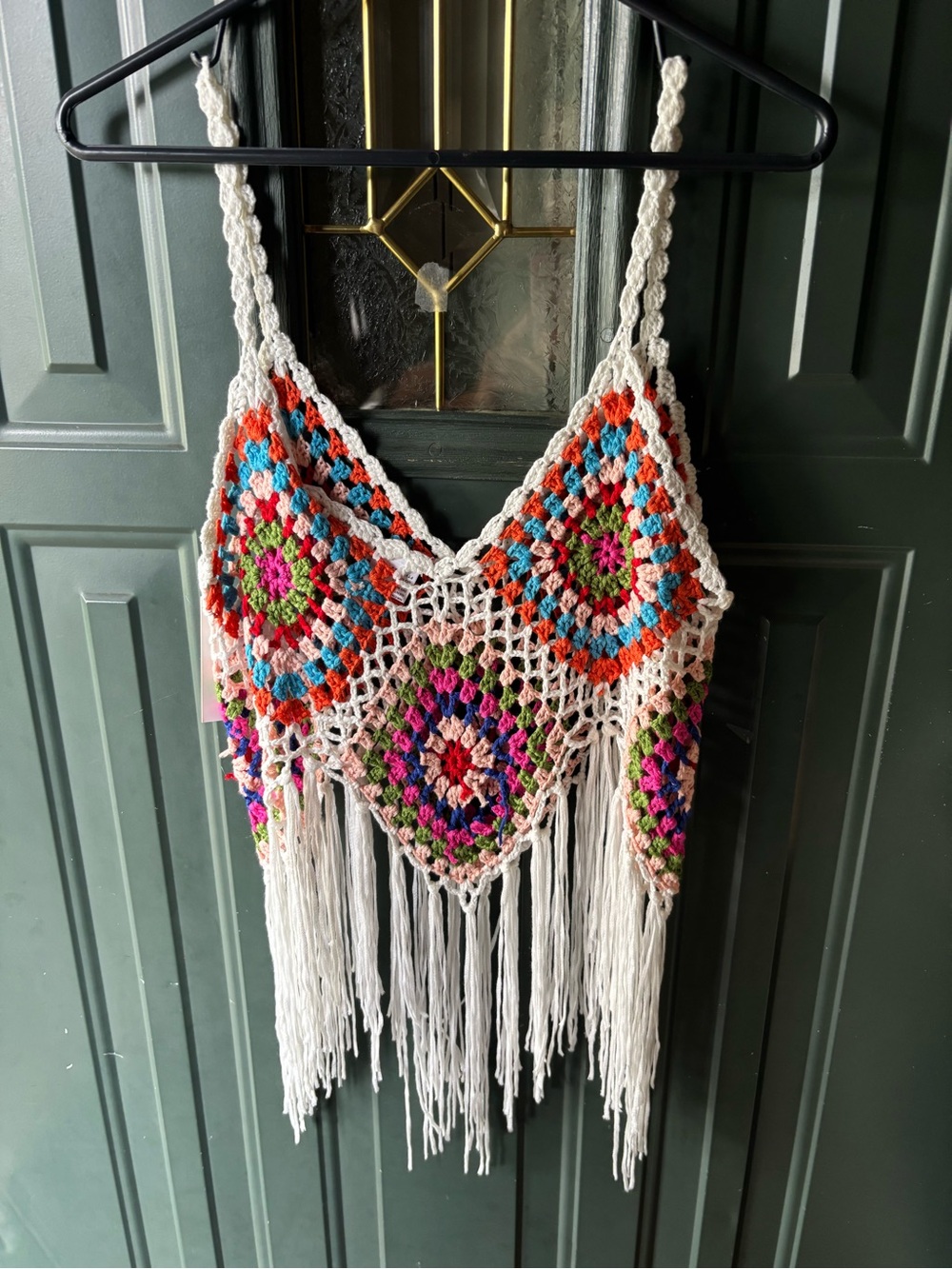 Rebellion White Crochet Fringe Tank with Multicolor Accents - Picture 9 of 12